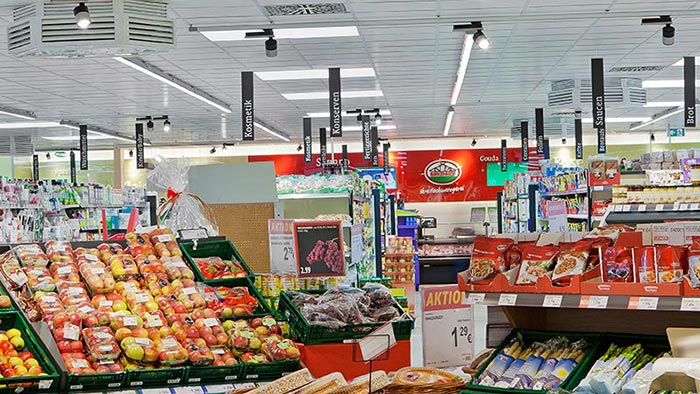 Προϊόντα σε προθήκη με φωτισμό Philips LED  